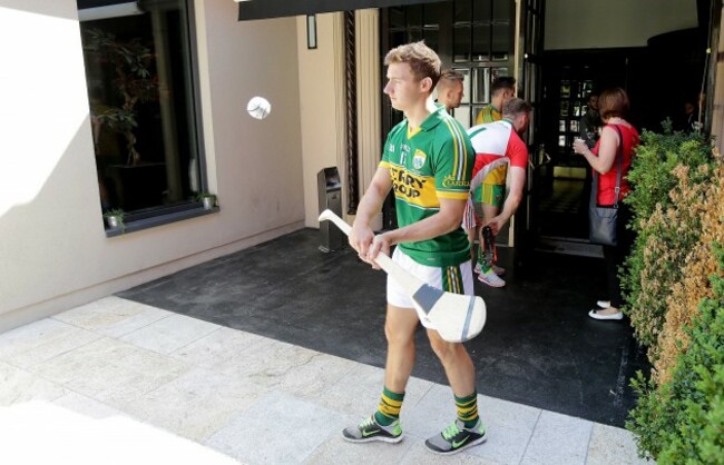 James O&Otilde;Donoghue plays some hurling between interviews