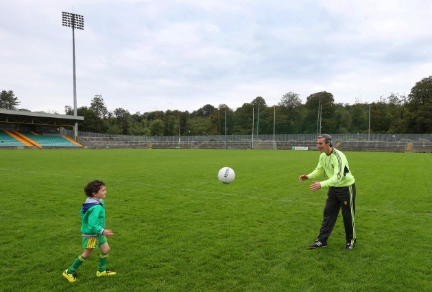 Jim McGuinness with his son Jim Jr after training