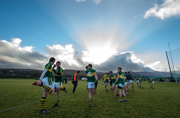 Kerry players warm down after the game