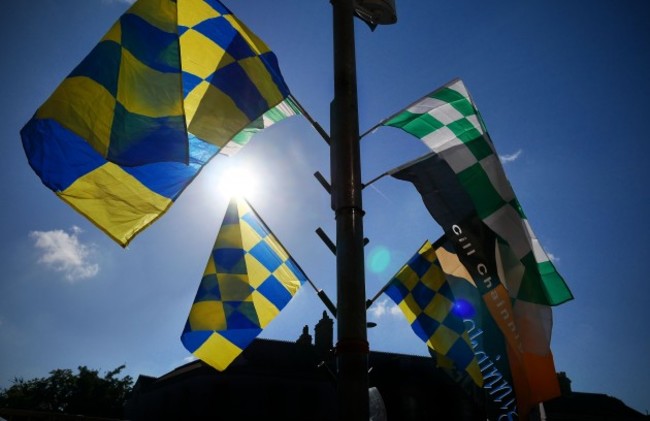 General view of flags outside the ground