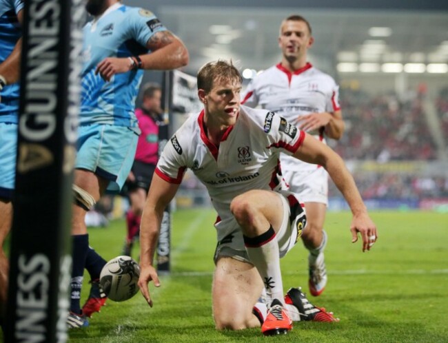 Andrew Trimble scores their fourth try