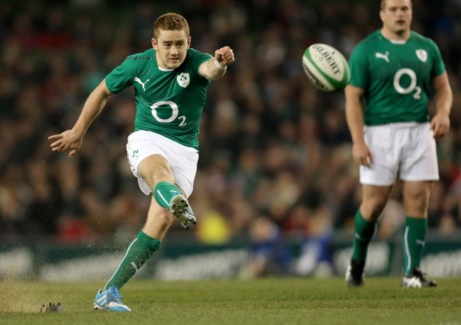 Paddy Jackson kicks the opening penalty