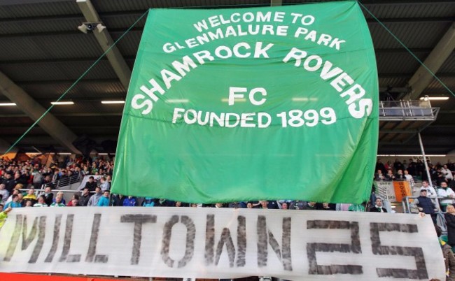 Rovers fans commemerate the 25th anniversary of the last game at Glenmalure Park