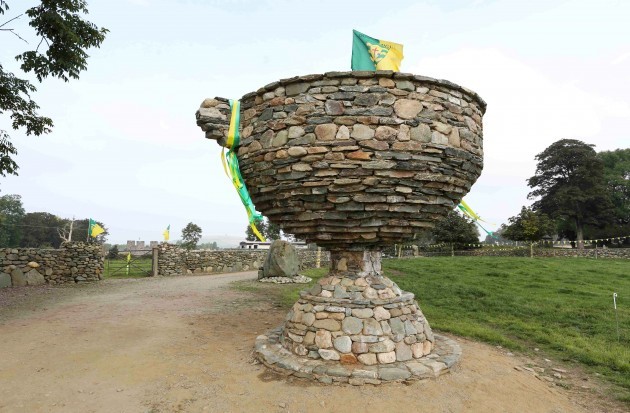 The 12ft high replica of the Sam Maguire trophy
