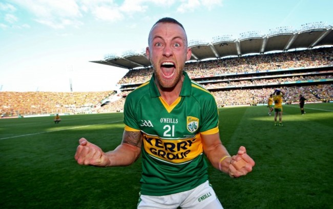 Barry John Keane celebrates at the final whistle