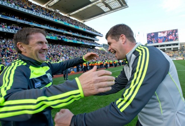 Eamonn Fitzmaurice celebrates with Jack O'Connor