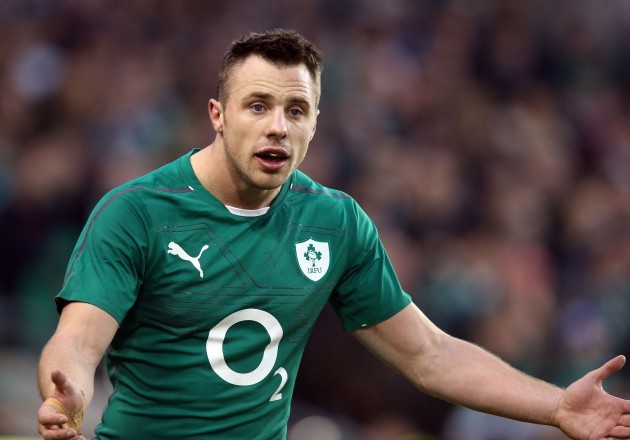 Tommy Bowe rejects as referee Nigel Owens gives Aaron Cruden a second kick at goal to win the game