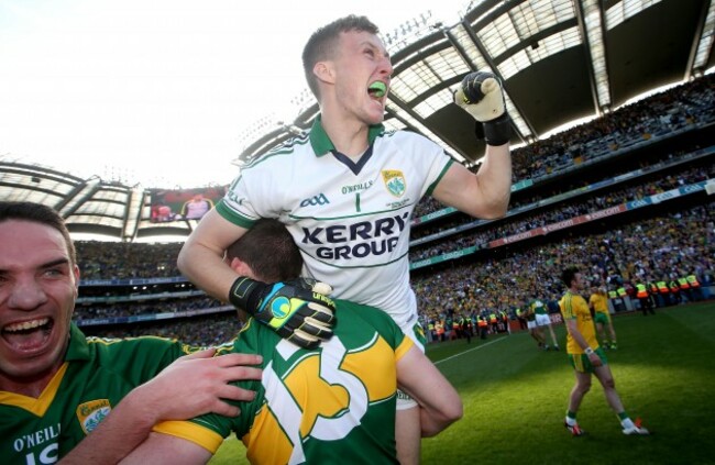 Declan O'Sullivan, Paul Geaney and Brian Kelly celebrate