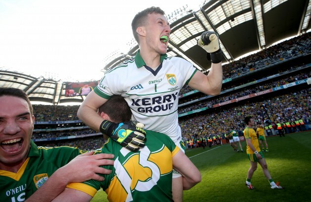 Declan O'Sullivan, Paul Geaney and Brian Kelly celebrate