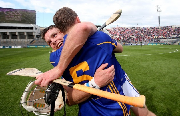 Brendan Maher and Padraic Maher celebrate after the game