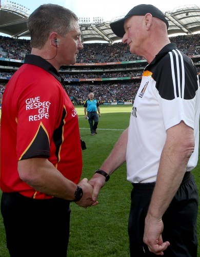 Barry Kelly and manager Brian Cody after the game