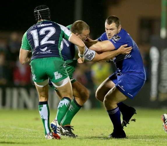Cian Healy hands off Nathan White