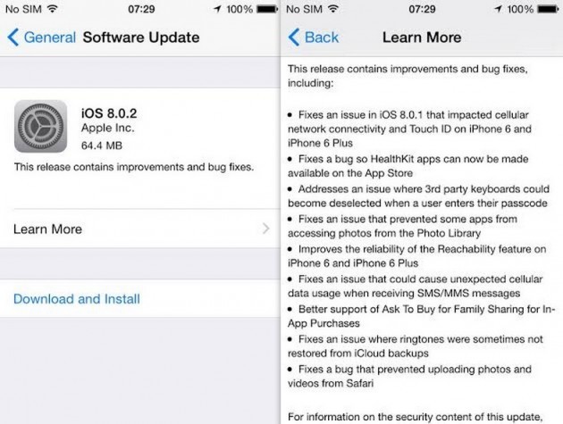 iOS 8.0.2 update