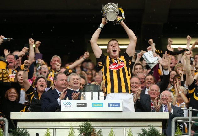 Lester Ryan lifts the Liam McCarthy Cup