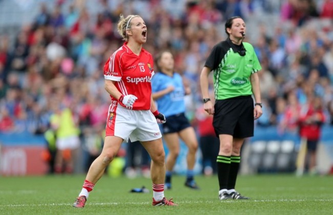 Valerie Mulcahy celebrates a late score