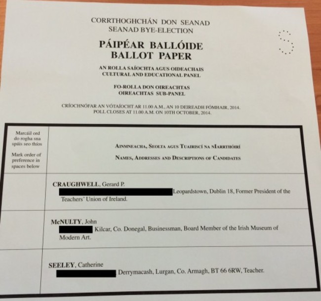 seanad ballot paper