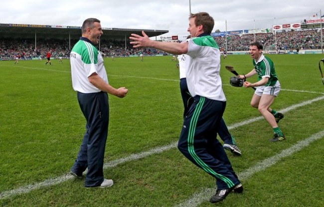 TJ Ryan celebrates with selector Paul Beary at the final whistle