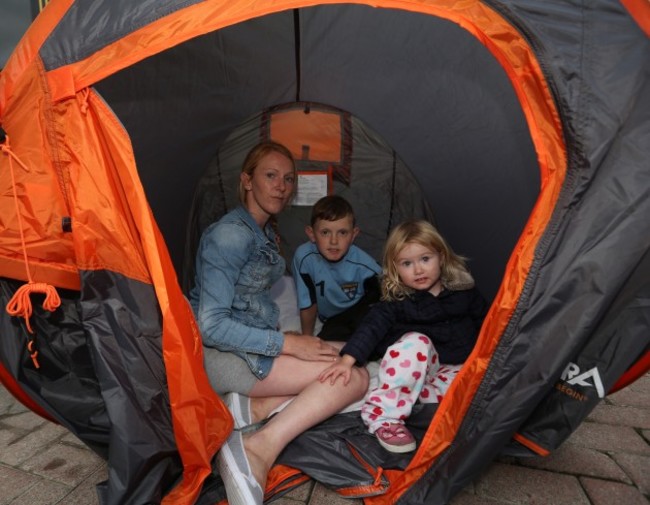 Protest - Homeless Family. Pictured wi