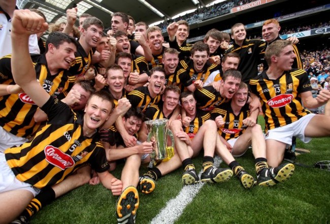 The Kilkenny team celebrates winning