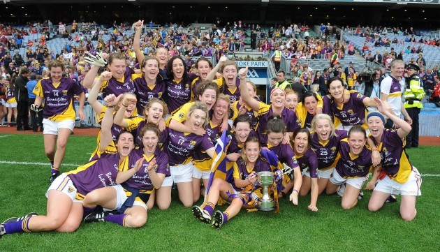 The Wexford team celebrate with the cup