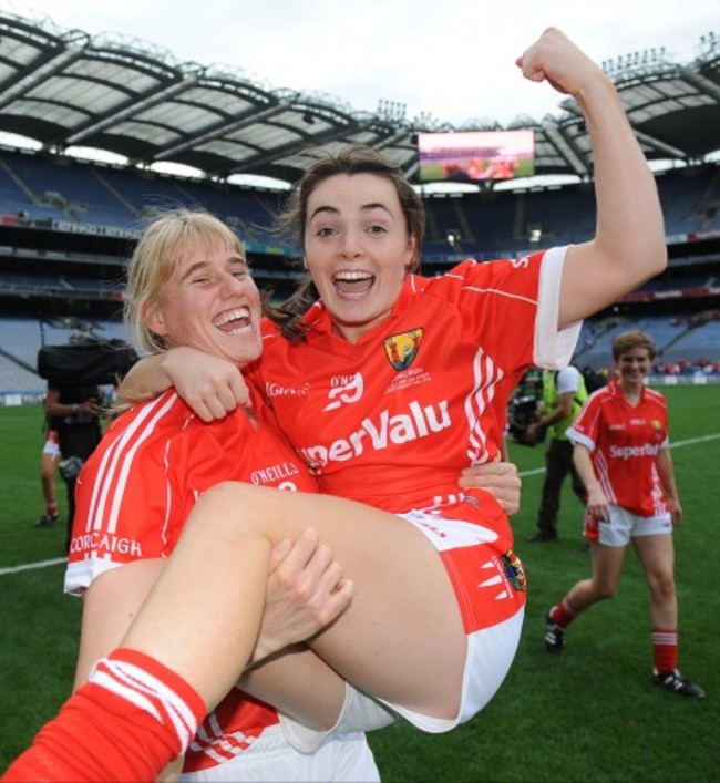 Emma Farmer and Jessica O'Shea celebrate winning