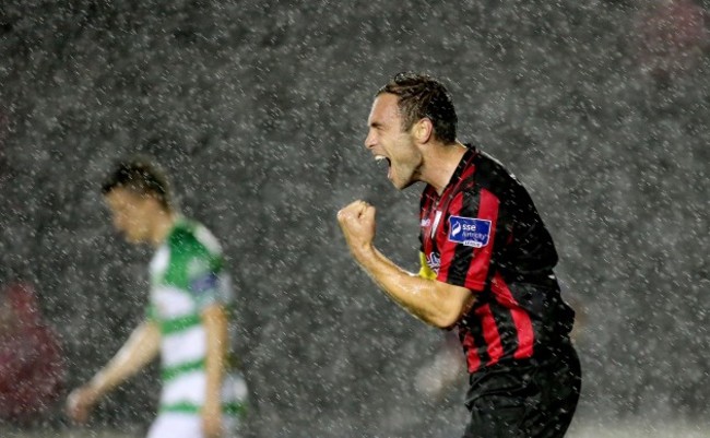 Stephen Rice celebrates after his side scored a second goal