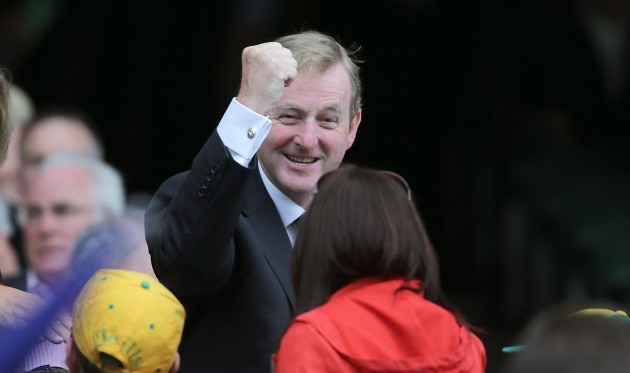 Taoisech Enda Kenny celebrates Mayo's win