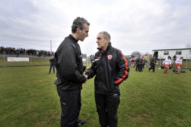 Mickey Harte speaks with Jim McGuinness