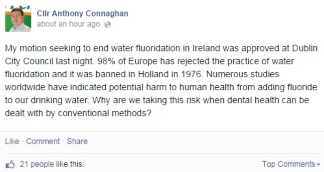 cllr connaughan facebook fluoride