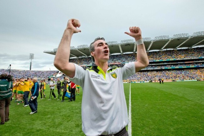 Jim McGuinness celebrates the final whistle