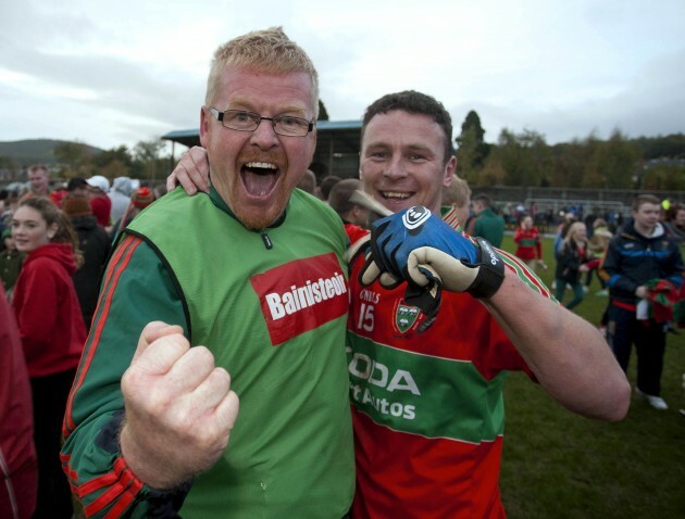 Declan Byrne and Leighton Glynn celebrate the final whistle 27/10/2013