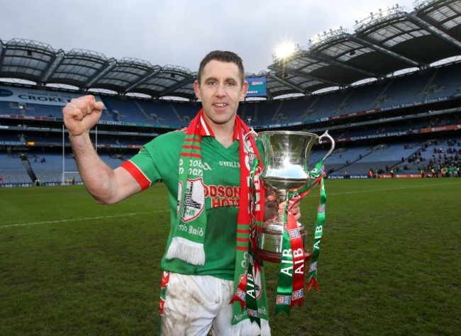 Frankie Dolan celebrates with the trophy