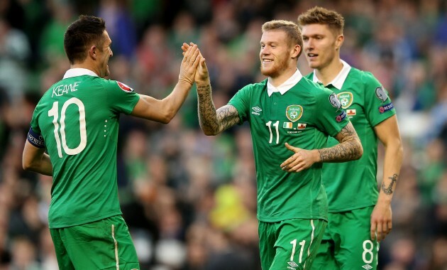 James McClean celebrates scoring his side's fourth goal