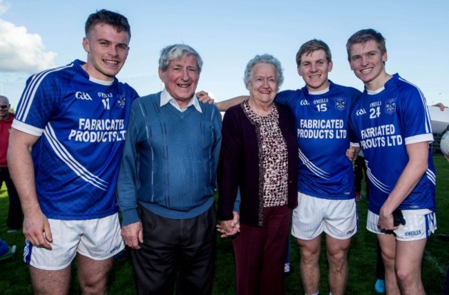 Sean Collins, Padraic Collins and David Collins celebrate with their grandparents Cyril and Annette Collins