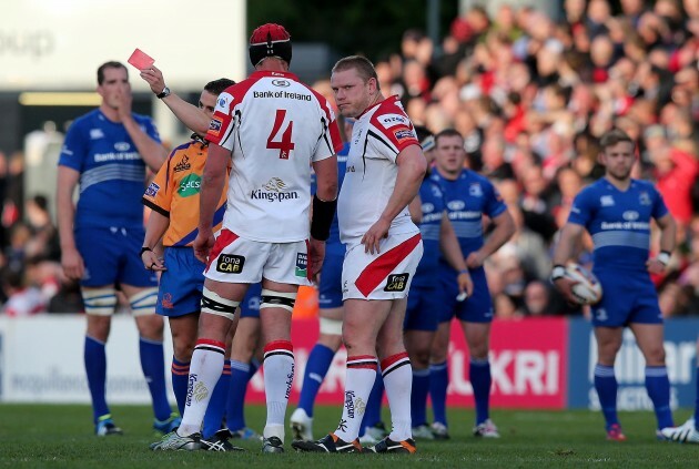 Tom Court gets a red card from referee Luke Pearce