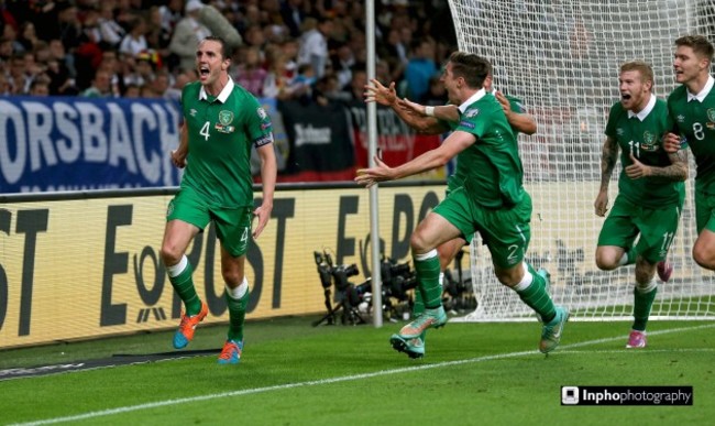 John O'Shea celebrates scoring