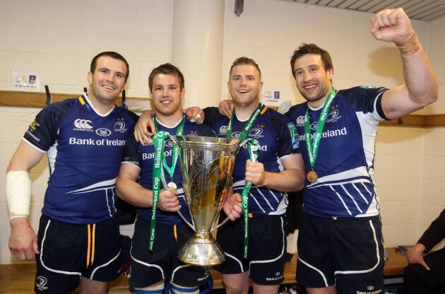 Shane Jennings, Sean O'Brien, Jamie Heaslip and Kevin McLaughlin celebrate