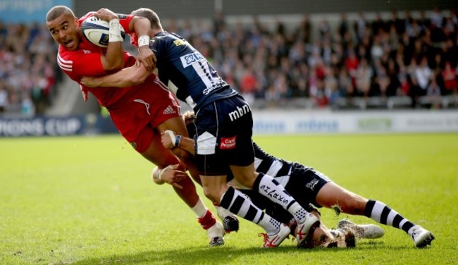 Chris Cusiter and Tom Brady tackle Simon Zebo A