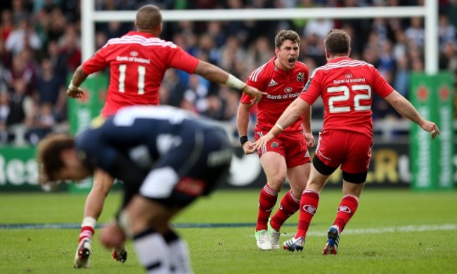 Ian Keatley celebrates kicking the winning drop goal