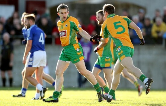 Joe Canney celebrates a point with Ciaran McGrath