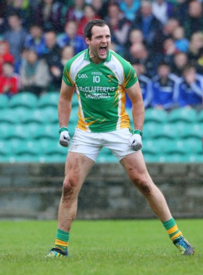 Michael Murphy celebrates scoring a penalty