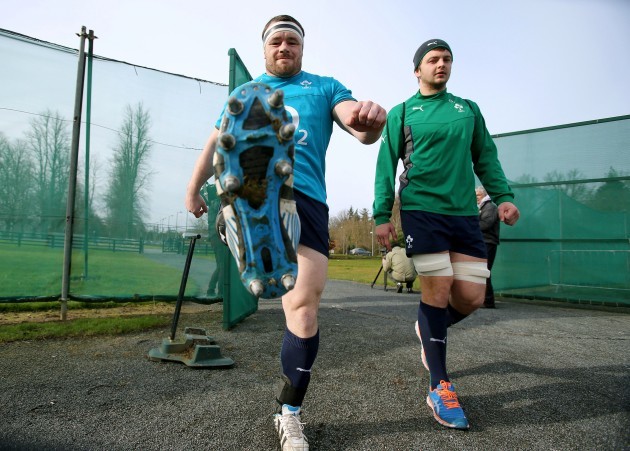 Cian Healy and Iain Henderson arrive for training 4/3/2014