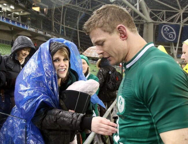 Brian O'Driscoll and his wife Amy Huberman with baby Sadie