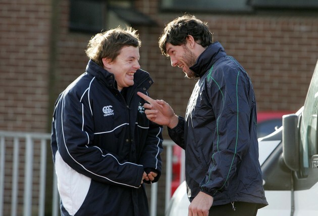 Brian O'Driscoll shares a joke with Shane Horgan