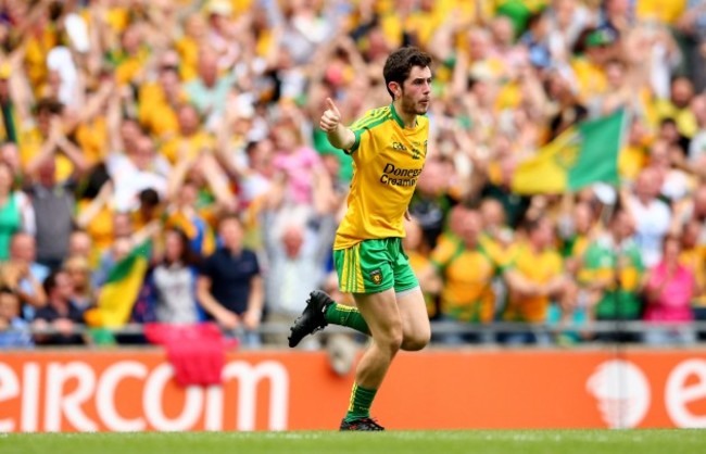 Ryan McHugh celebrates after scoring his side's first goal