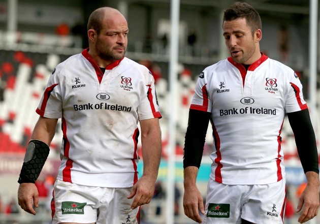 Rory Best and Ian Humphreys dejected after the game