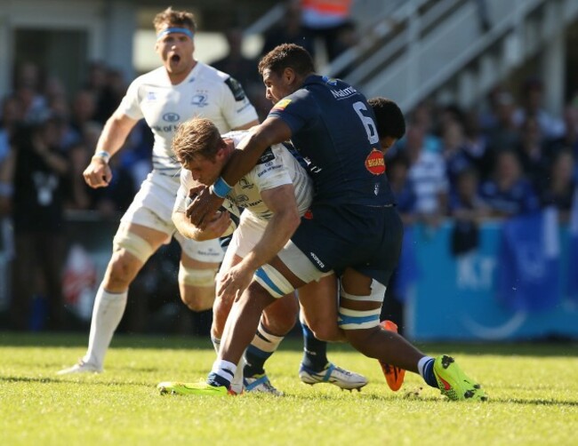 Luke Fitzgerald is tackled by Piula Faasalele