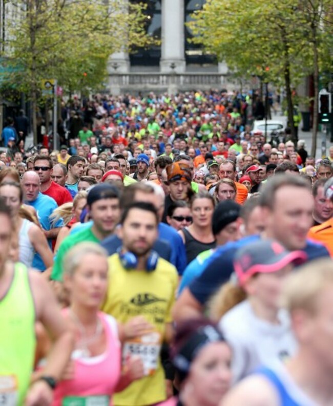 A view of competitor's as they make their way down Parliament Street