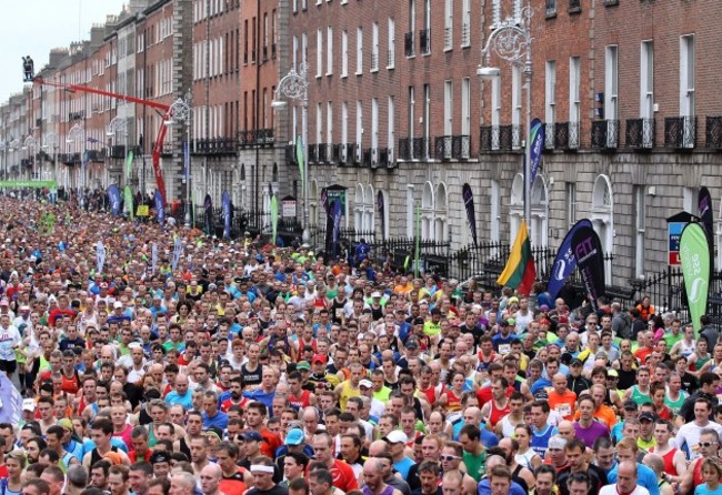 General view of Dublin Marathon as it makes its way down Fitzwilliam Place