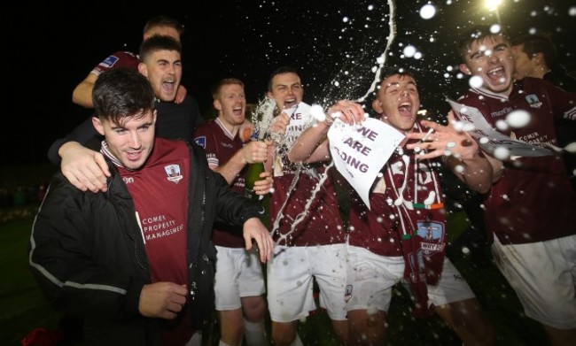 Galway players celebrate at the final whistle